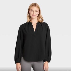 Target a new day Balloon long-sleeve Popover Blouse Black XXL. Great condition!